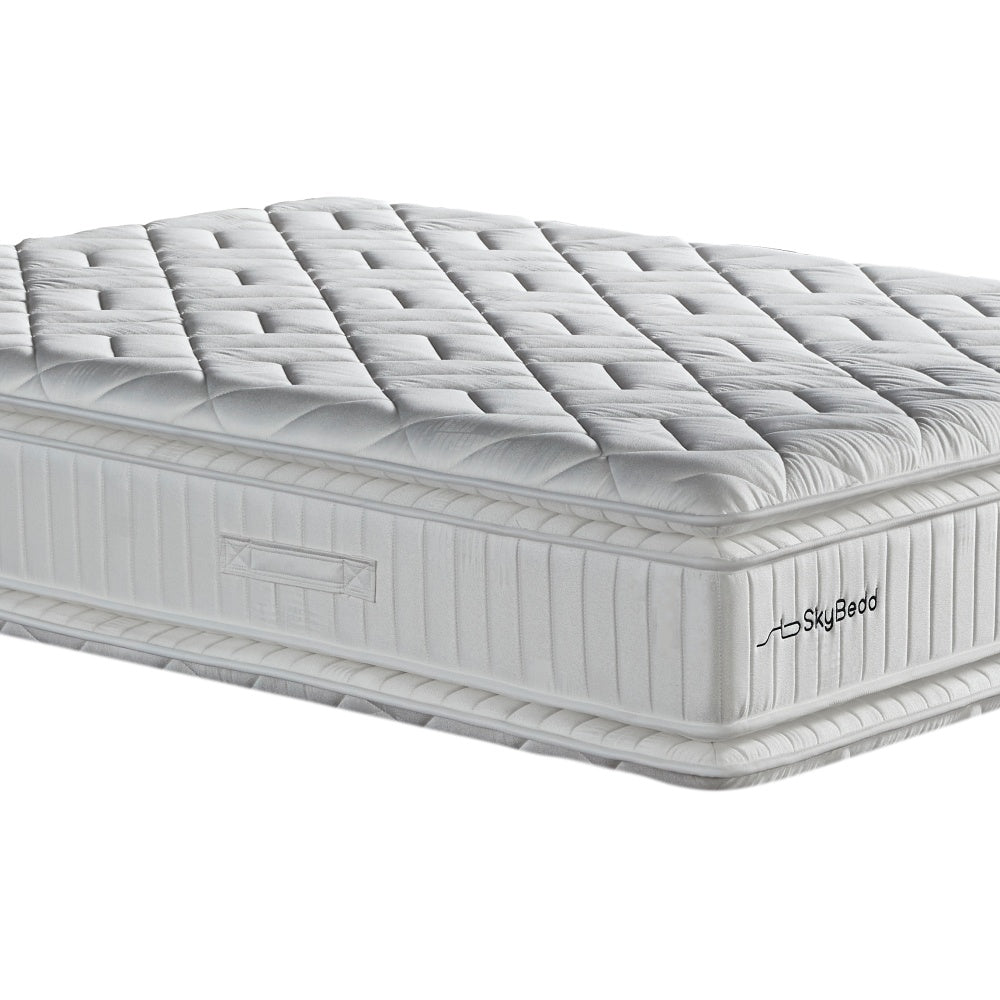 Boxspringbett / Stauraumbett "IosBedd " Skybedd Beige mit Matratze und integriertem Stauraum